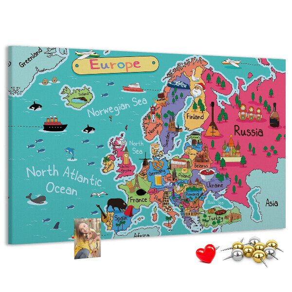 Fětská nástěnka Barevná mapa Evropy s názvy zemí