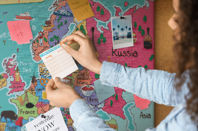 Fětská nástěnka Barevná mapa Evropy s názvy zemí