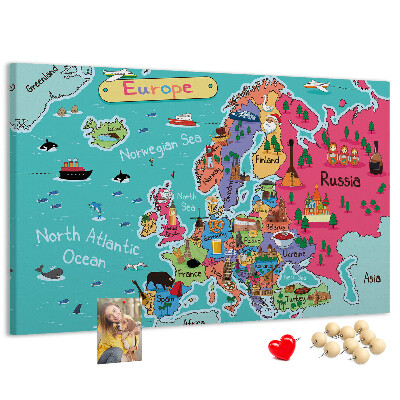 Fětská nástěnka Barevná mapa Evropy s názvy zemí