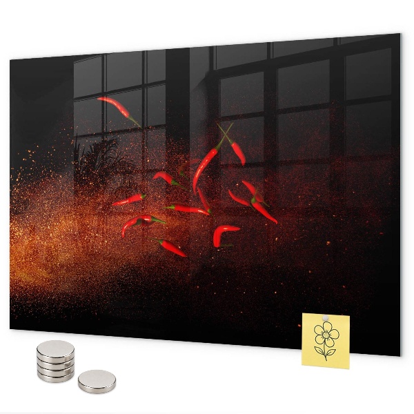 Magnetická tabule na zeď s motivem chilli papriček