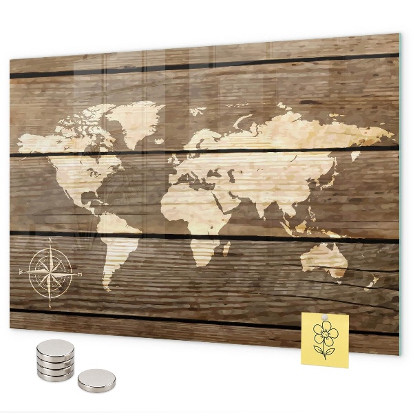 Mapa světa na magnetické tabuli magnetické provedení