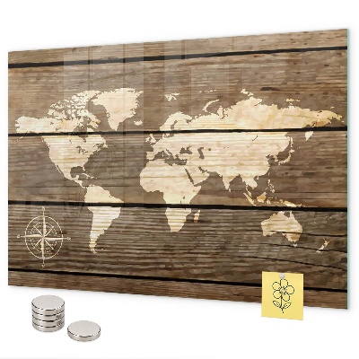 Mapa světa na magnetické tabuli magnetické provedení