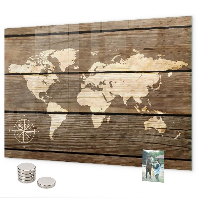 Mapa světa na magnetické tabuli magnetické provedení