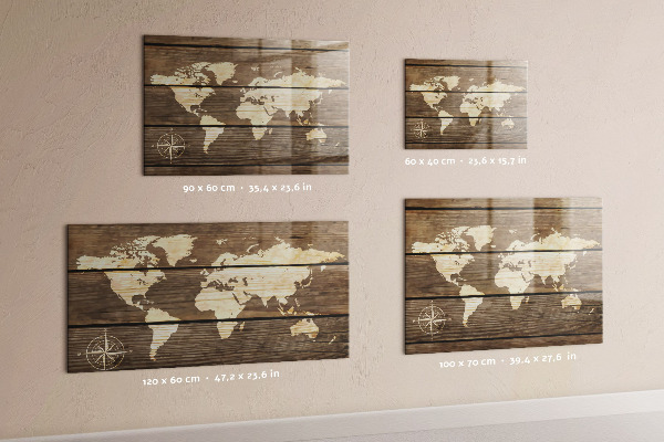 Mapa světa na magnetické tabuli magnetické provedení