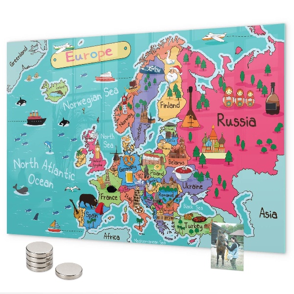 Magnetická tabule na zeď mapa Evropy