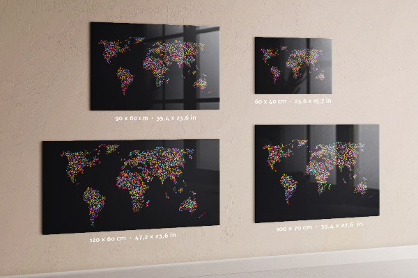 Magnetická tabule na zeď mapa světa z teček
