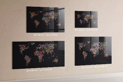 Magnetická tabule na zeď mapa světa z teček