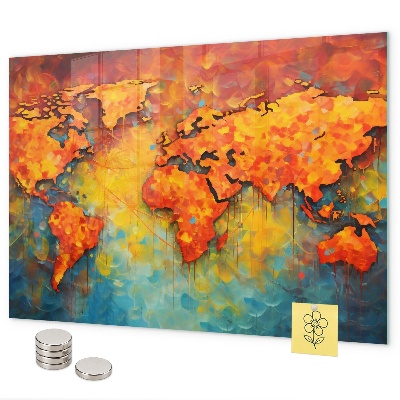 Dekorativní mapa světa magnetická tabule na zeď