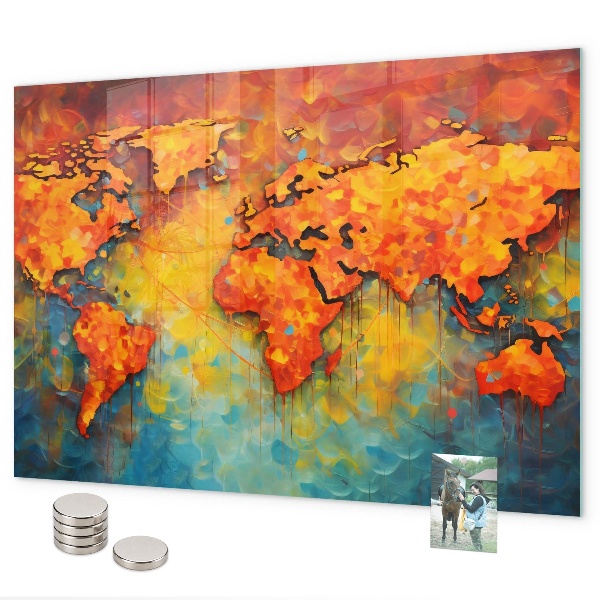 Dekorativní mapa světa magnetická tabule na zeď