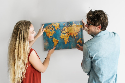 Dekorativní mapa světa magnetická tabule na zeď