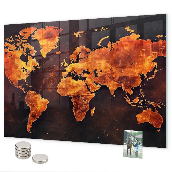 Mapa světa magnetická tabule na zeď