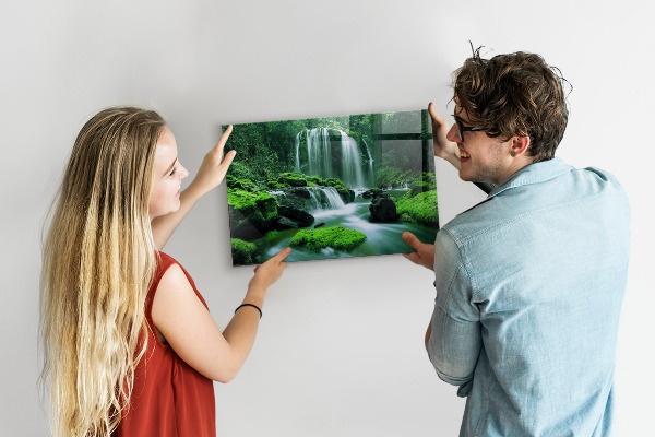 Magnetická tabule na zeď motiv vodopádu mezi mechem