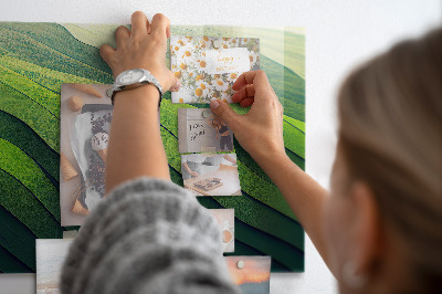 Magnetická tabule s motivem abstraktních zelených polí