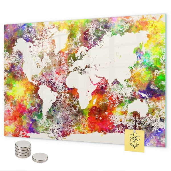 Magnetická tabule mapa světa s akvarelem