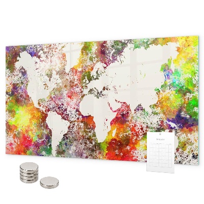 Magnetická tabule mapa světa s akvarelem