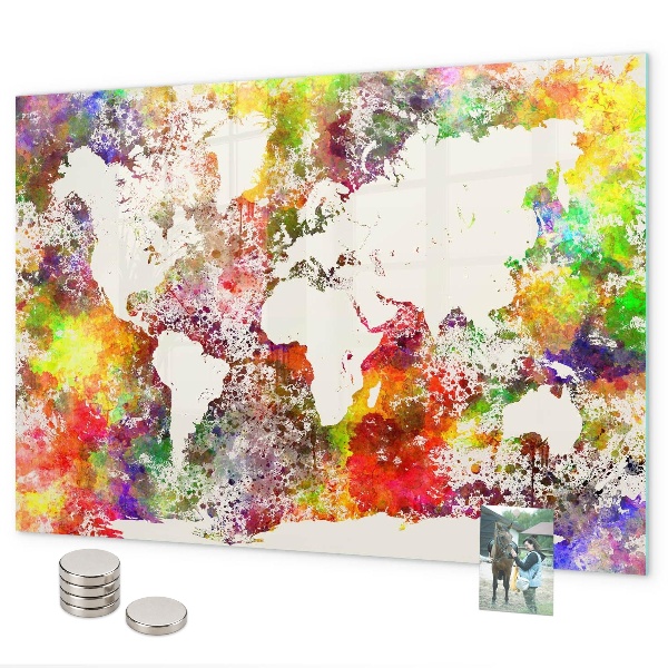 Magnetická tabule mapa světa s akvarelem