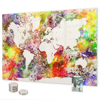 Magnetická tabule mapa světa s akvarelem