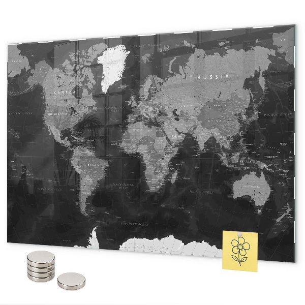 Magnetická tabule černá mapa světa
