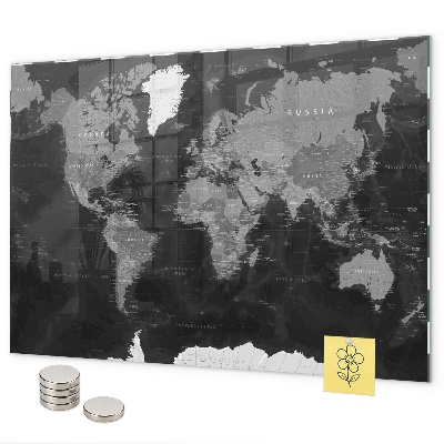 Magnetická tabule černá mapa světa