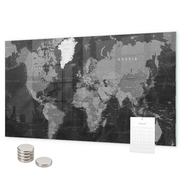 Magnetická tabule černá mapa světa