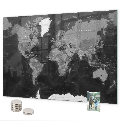 Magnetická tabule černá mapa světa