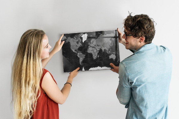 Magnetická tabule černá mapa světa