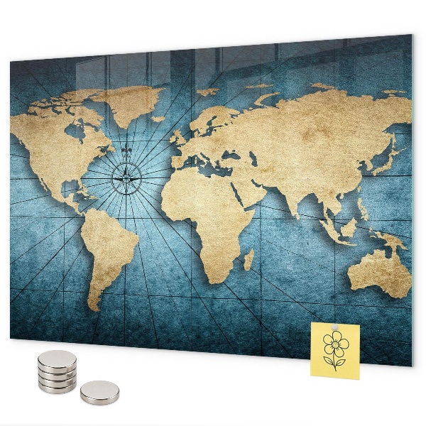 3D mapa světa magnetická tabule na zeď