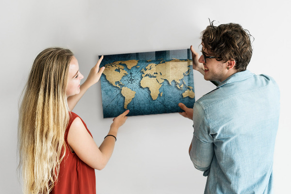 3D mapa světa magnetická tabule na zeď