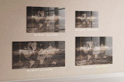 Mapa světa na dřevě s magnetickou tabulí