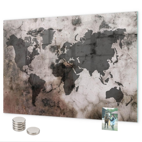 Betonová mapa světa magnetická tabule na zeď