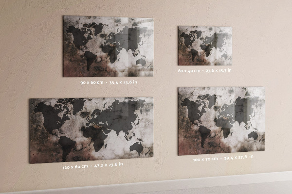 Betonová mapa světa magnetická tabule na zeď