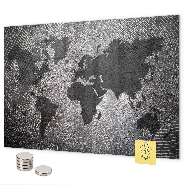 Betonová mapa světa magnetická tabule na zeď