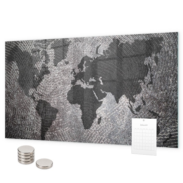 Betonová mapa světa magnetická tabule na zeď