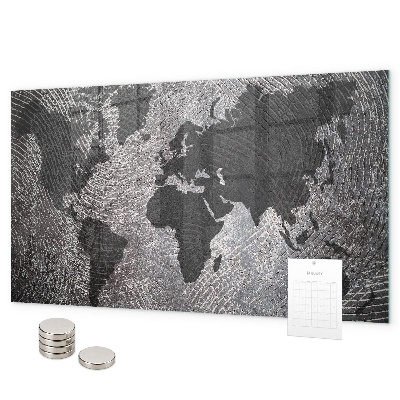 Betonová mapa světa magnetická tabule na zeď