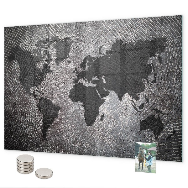 Betonová mapa světa magnetická tabule na zeď