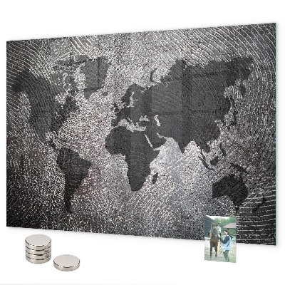 Betonová mapa světa magnetická tabule na zeď