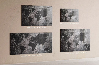 Betonová mapa světa magnetická tabule na zeď