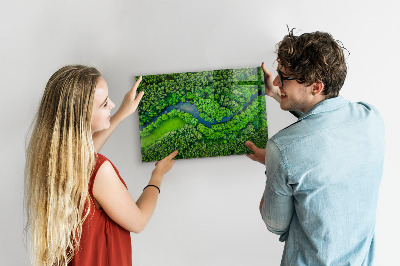 Magnetická tabule na zeď motiv řeka v lese