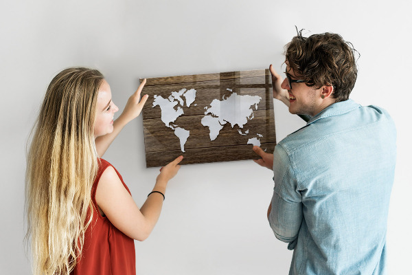 Magnetická tabule mapa světa na deskách