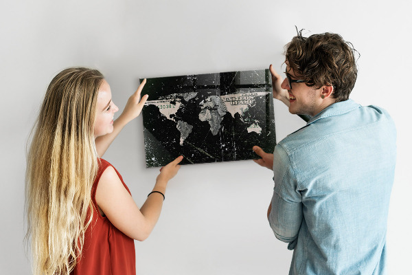 Magnetická nástěnná tabule mapa světa s dolary