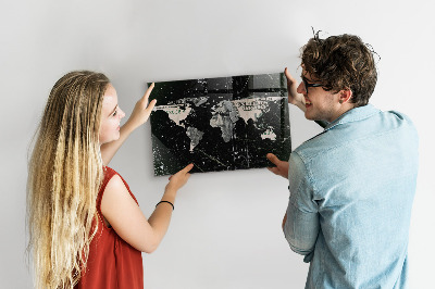 Magnetická nástěnná tabule mapa světa s dolary