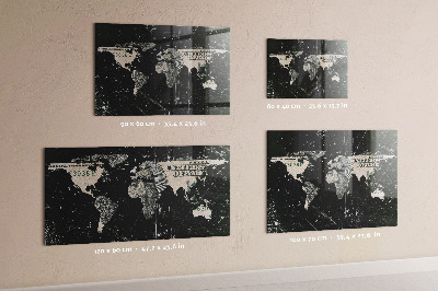 Magnetická nástěnná tabule mapa světa s dolary