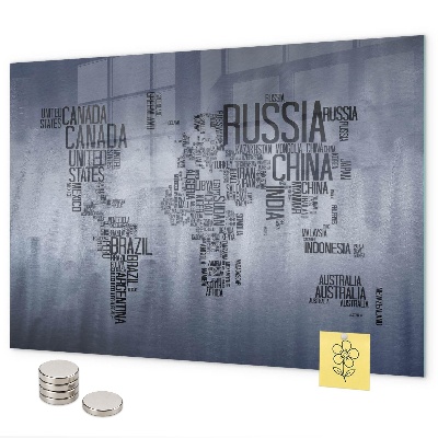 Magnetická tabule mapa světa s popisky