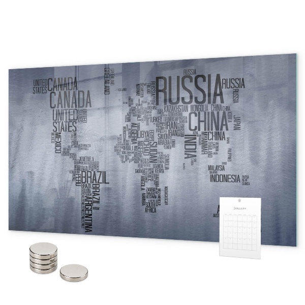 Magnetická tabule mapa světa s popisky