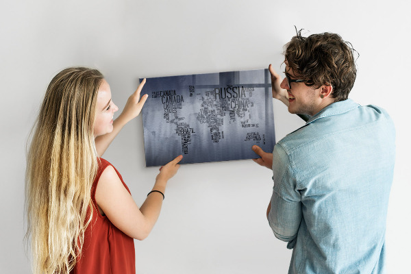 Magnetická tabule mapa světa s popisky