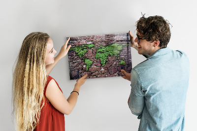 Mapa světa z kostek magnetická tabule