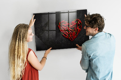 Popisovatelná magnetická tabule Srdce z paprik a fotografií vzpomínek