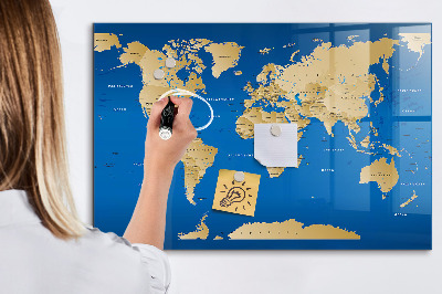 Popisovatelná magnetická tabule Mapa světa s místy k označení