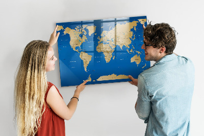 Popisovatelná magnetická tabule Mapa světa s místy k označení