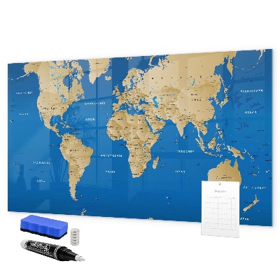 Popisovatelná magnetická tabule Mapa světa s místy k označení